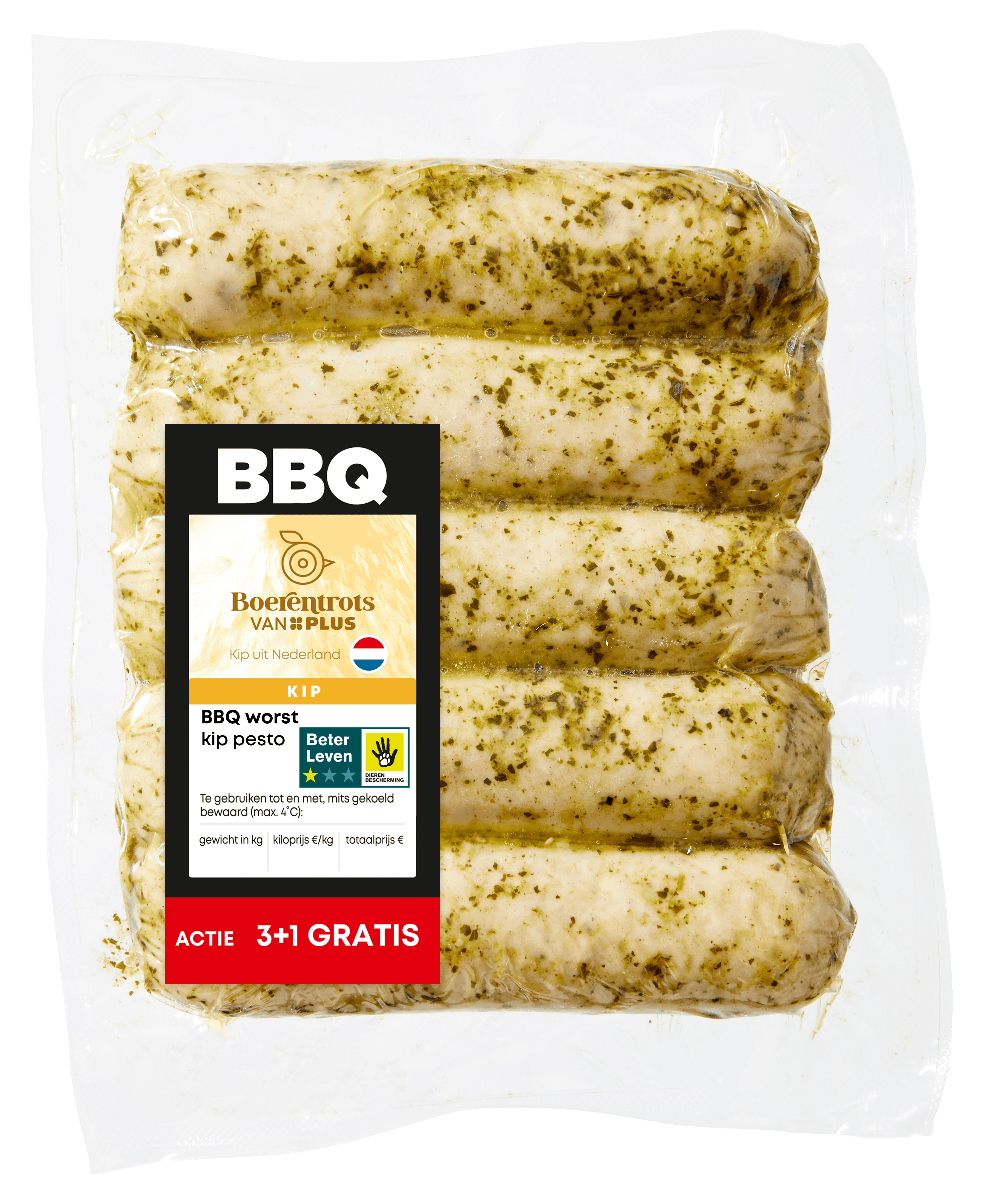 PLUS Boerentrots BBQ worst kip pesto