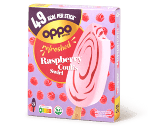 Refreshed raspberry coulis swirl stick