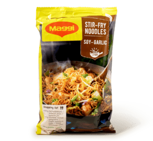 Roerbak noedels ketjap knoflook