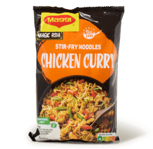 Roerbak noedels kip kerrie