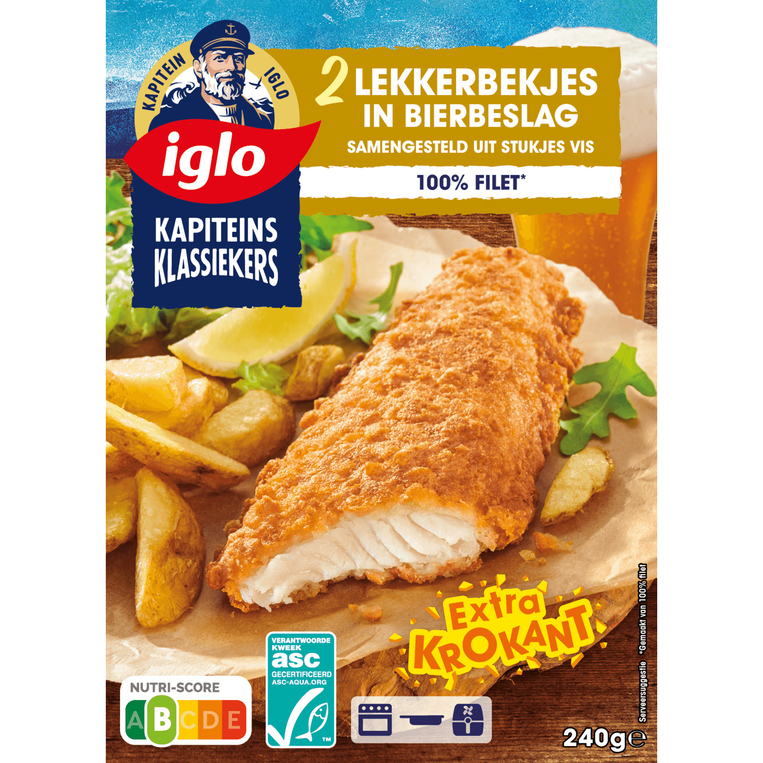 Iglo Kapiteins Klassiekers lekkerbekje bierbeslag, 2 stuks