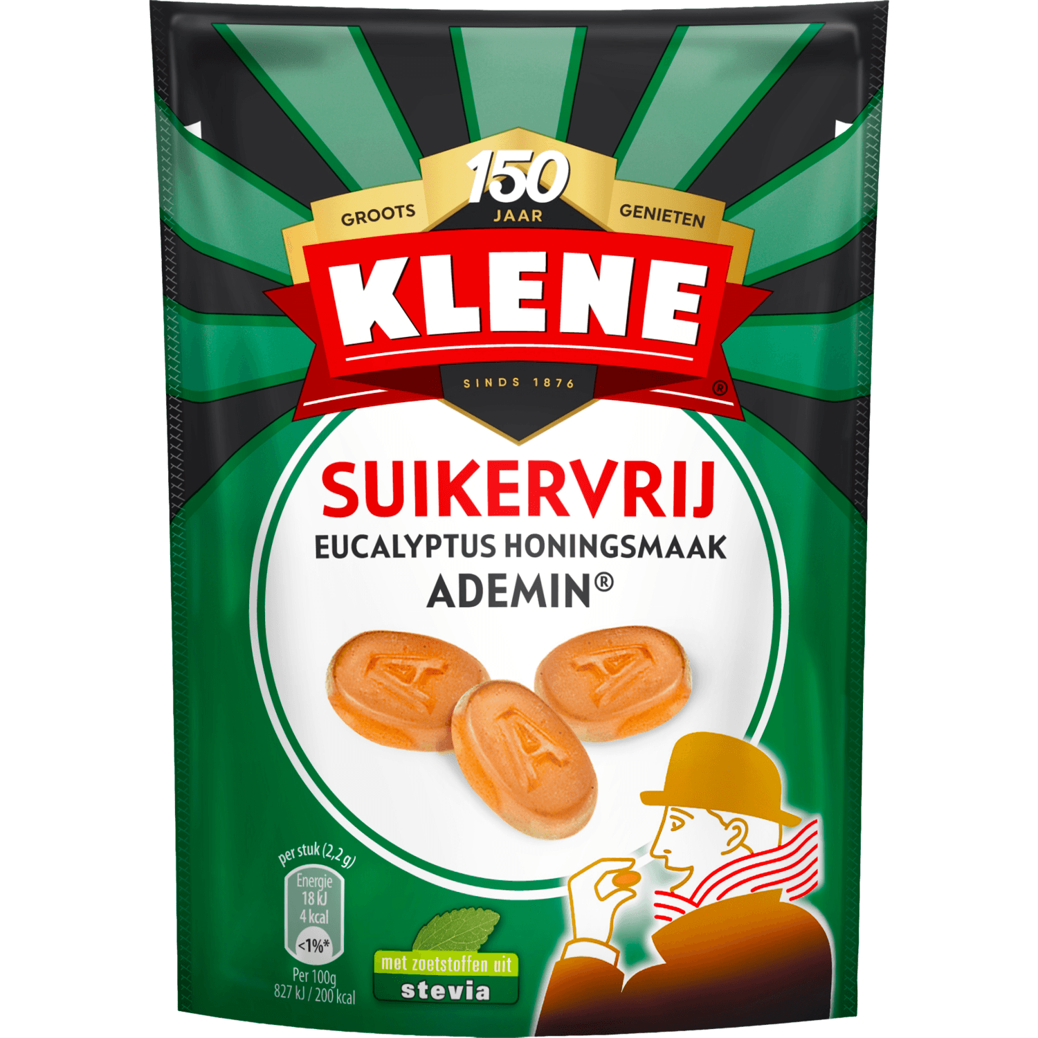 Klene Ademin Suikervrije Drop Keelpastille Zak