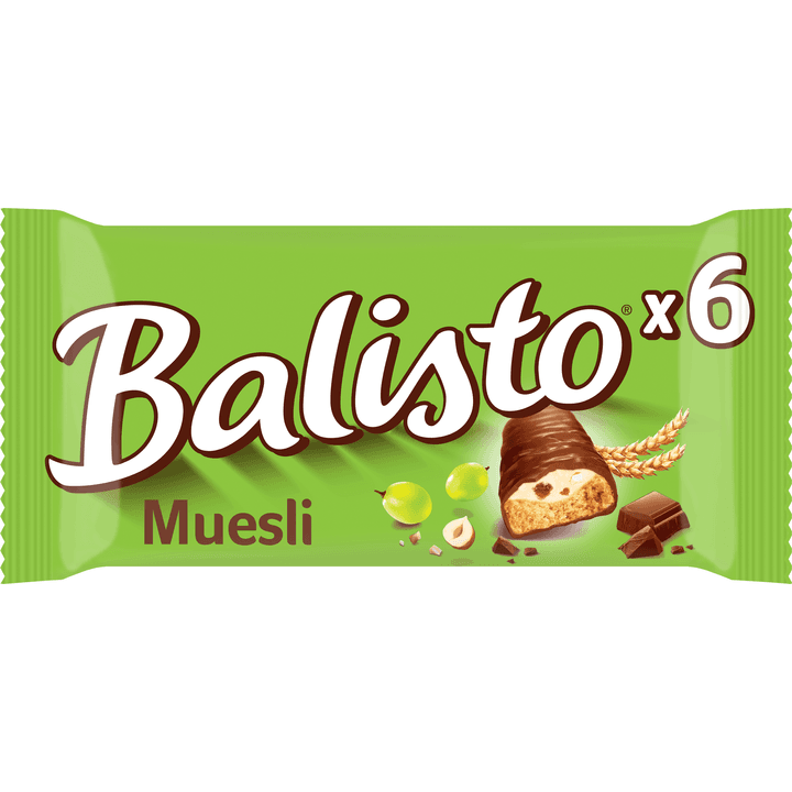 Balisto Muesli chocolade biscuit reep 6-pack