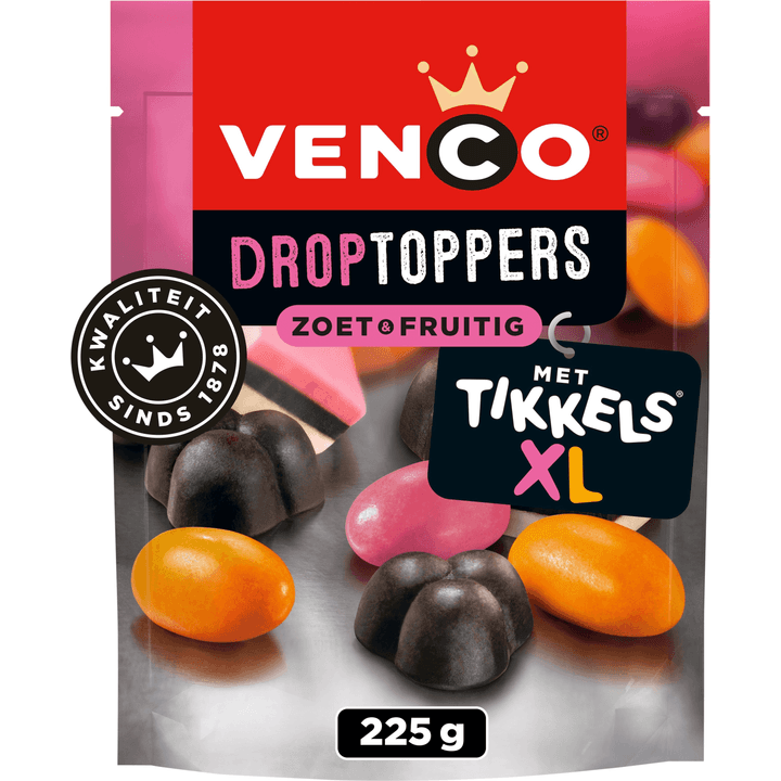 Venco Droptoppers Zoet & Frutig met Tikkels XL 225 g