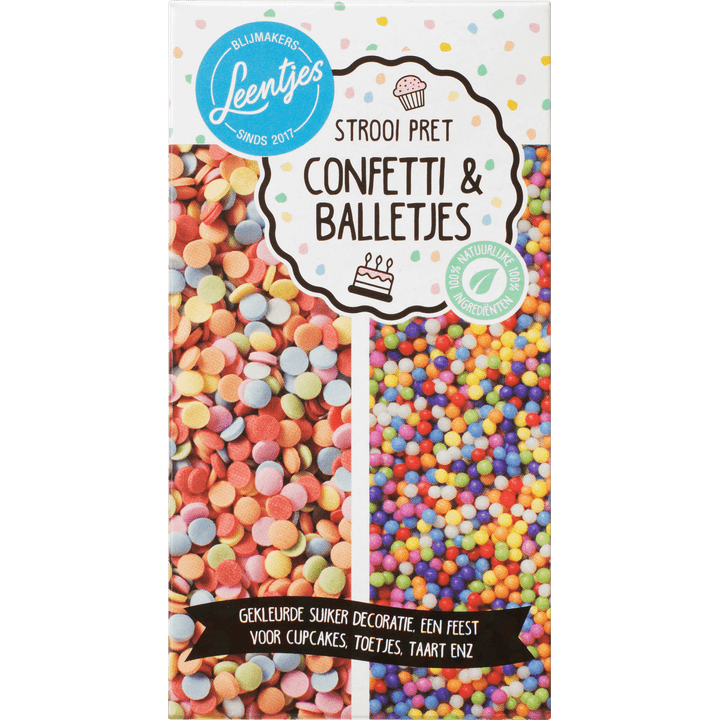 Leentjes Strooi Pret Confetti & Balletjes 120 g