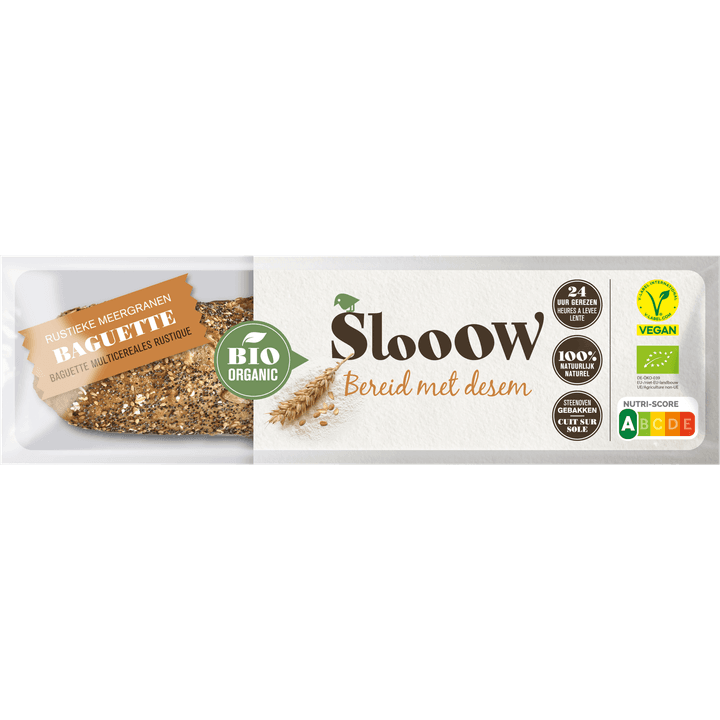Slooow Bio Organic Rustieke Meergranen Baguette 250 g